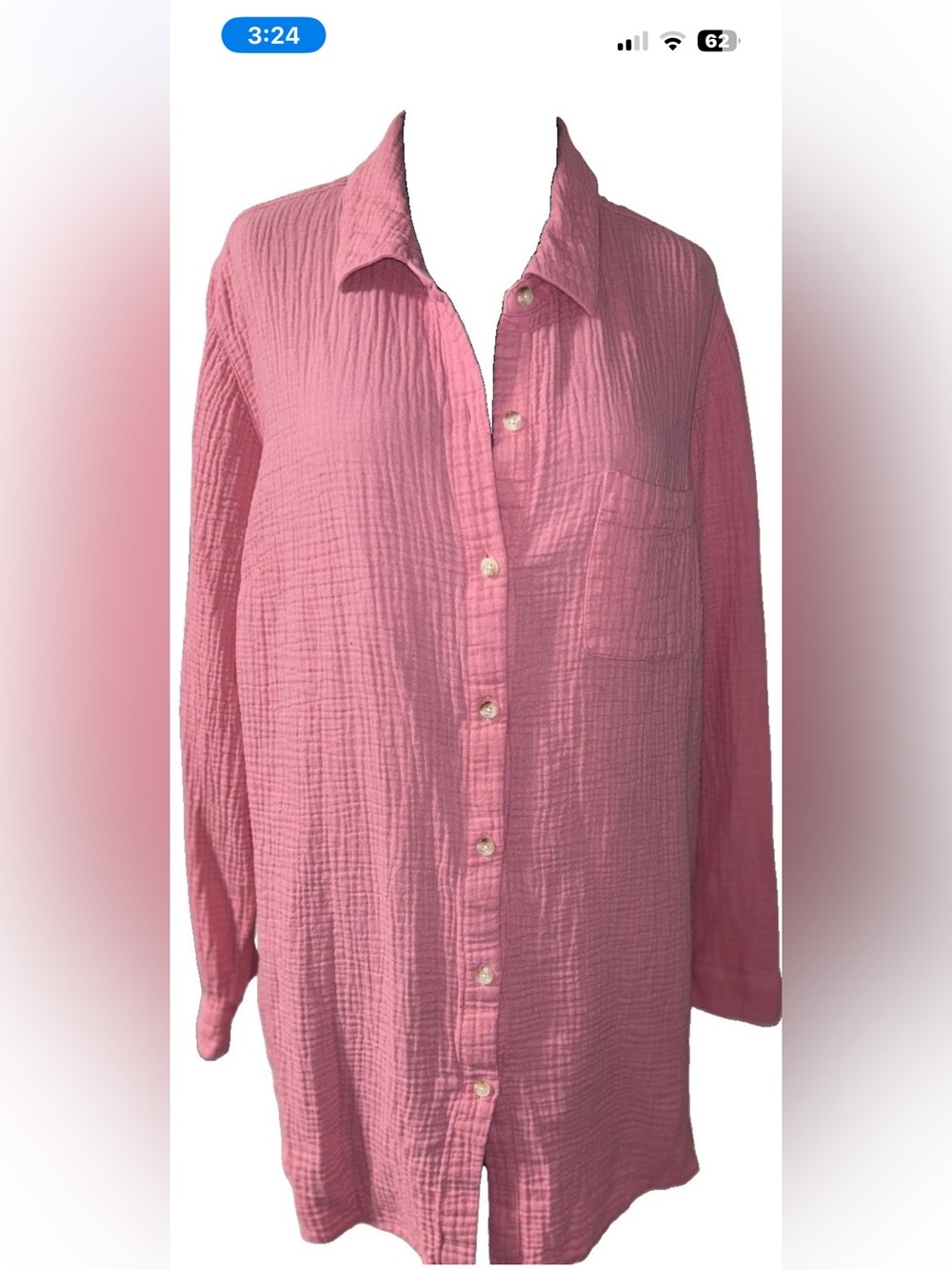 J. Jill Dusty Rose Crinkled Button-Down Shirt